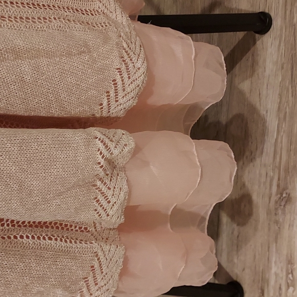 NWOT Women's Simply Couture Peach Sheer Soutache Lace Top Size M - Picture 4 of 11